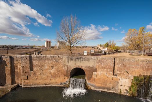 Canal de Castilla, famous Landmark in Fromista, Palencia, Castilla y Leon, Spain.