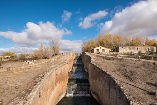 Canal de Castilla, famous Landmark in Fromista, Palencia, Castilla y Leon, Spain.