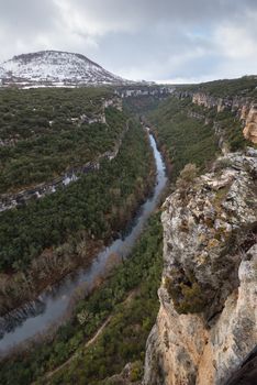 Scenic landscape of Ebro river canyon in Burgos, Castilla y Leon, Spain.