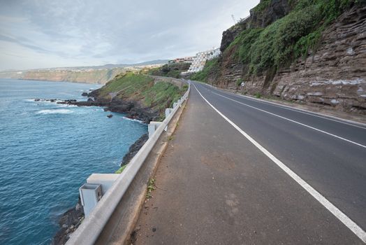 Coastline road in Puerto de la Cruz, tenerife, Canary islands, Spain.