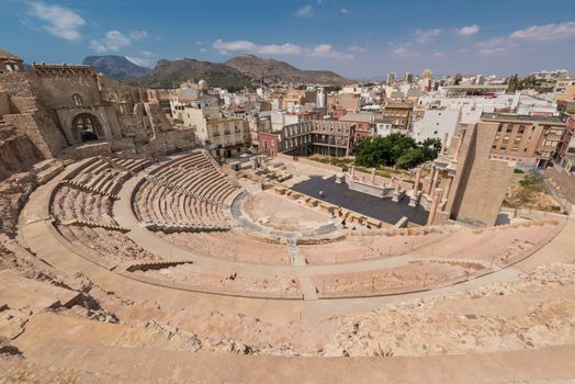 Roman amphitheater in Cartagena city, Murcia, Spain.