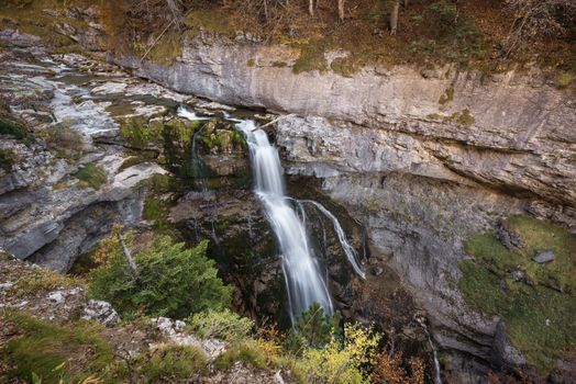 Waterfall in Ordesa national park, Pyrenees, Huesca, Spain.