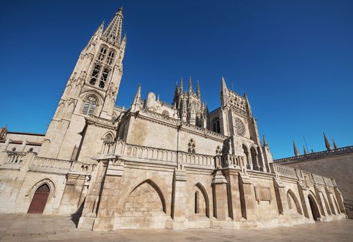 Famous Landmark gothic cathedral on a sunny day in Burgos, Spain.