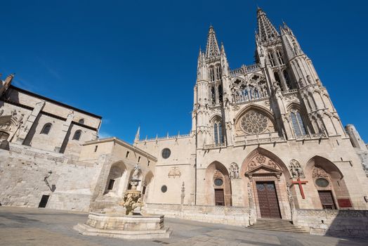 Famous Landmark Burgos cathedral on a sunny day