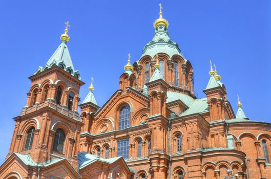 Uspenski Orthodox cathedral, famous landmark in Helsinki, Finland.