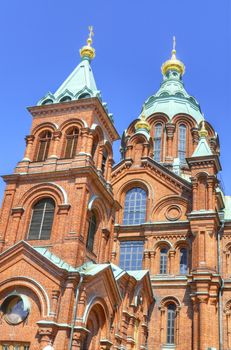 Uspenski Orthodox cathedral, famous landmark in Helsinki, Finland.