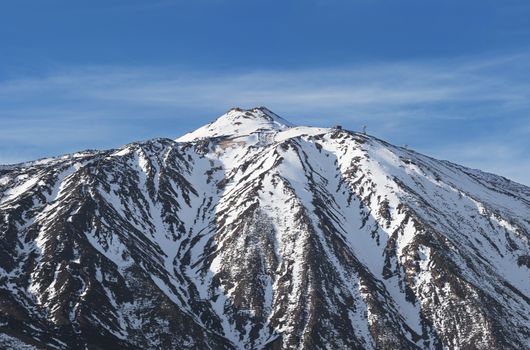 Close up view of the summit of the famous Teide Volcano, in Tenerife canary islands Spain with a height of 3718m .