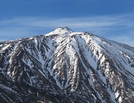 Close up view of the summit of the famous Teide Volcano, in Tenerife canary islands Spain with a height of 3718m .