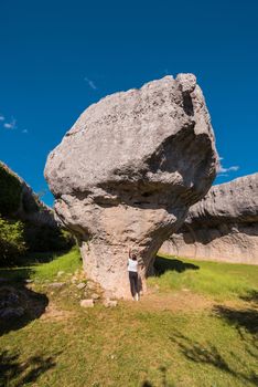 La Ciudad encantada. The enchanted city natural park, group of crapicious forms limestone rocks in Cuenca, Spain.