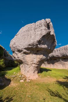 La Ciudad encantada. The enchanted city natural park, group of crapicious forms limestone rocks in Cuenca, Spain.