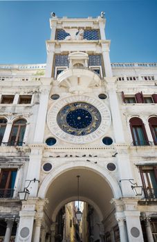 Clock tower in St Mark’s square, Venice, Italy.