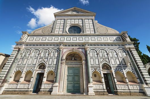 Facade of famous landmark in Florence, Santa Maria Novella church, Florence, Italy.