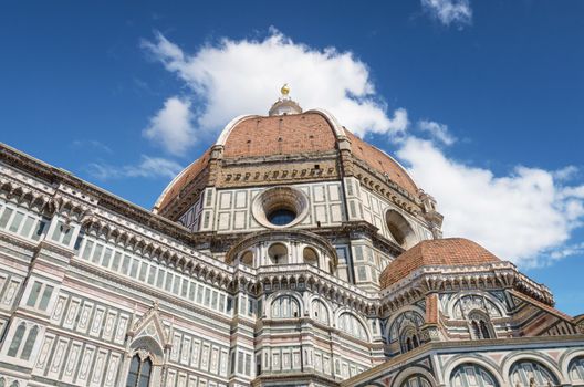 detail of the facade of famous Florence cathedral, Santa Maria del Fiore.