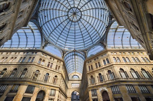 Naples, Italy, - August 19, 2013: Shopping gallery Galleria Umberto in Naples, Italy. Naples historic city center is the largest in Europe, and is listed by UNESCO as a World Heritage Site.