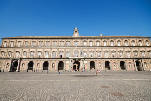 NAPLES, ITALY, AUGUST 19, 2013 - Square "Piazza del plebiscite" with council building in Naples, Italy.