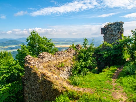 Ralsko castle ruins on the top of Ralsko Mountain, Czech Republic.