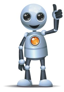 illustration of a happy droid little robot thumb up on isolated white background