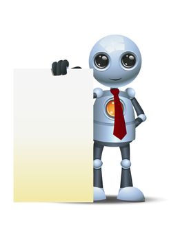 illustration of a happy droid little robot hold giant checklist board on isolated white background