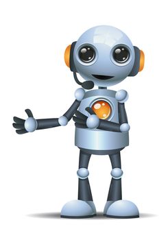 illustration of a happy droid little robot operator on isolated white background