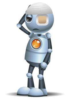 illustration of a little robot sick on isolated white background