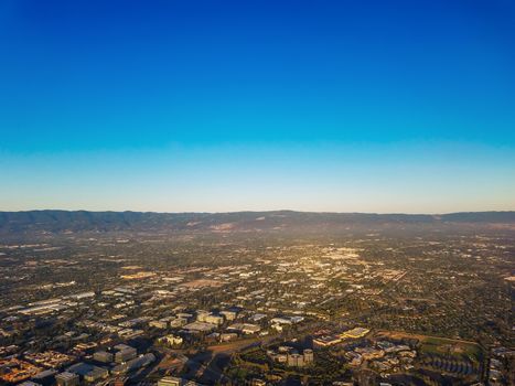 Aerial view on Silicon Valley, California, one of the well known high tech centers.