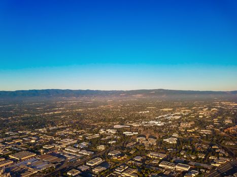 Aerial view on Silicon Valley, California, one of the well known high tech centers.