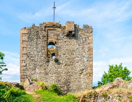 Ralsko castle ruins on the top of Ralsko Mountain, Czech Republic.