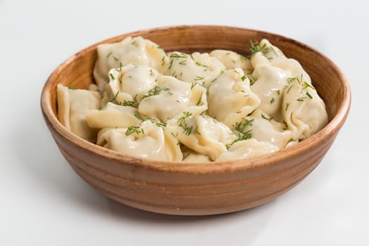 The Meat dumplings on a white background