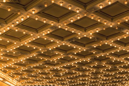 Theater ceiling retro marquee lights on Broadway