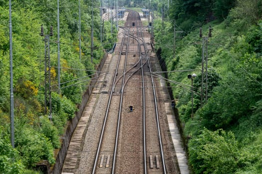 View on two railway track lines