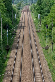 View on two railway track lines