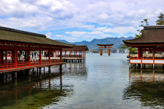 The Floating Torii gate of Itsukushima Shrine in Miyajima island, Hiroshima, Japan.