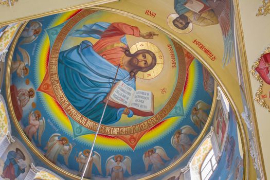 Part of ceiling view of orthodox church in Moldova