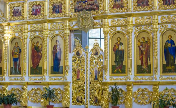 Inside interior of orthodox church in Moldova