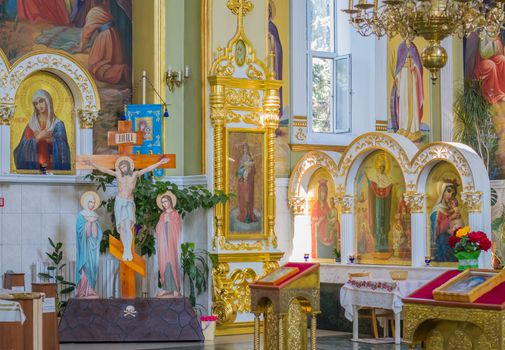 Inside interior of orthodox church in Moldova