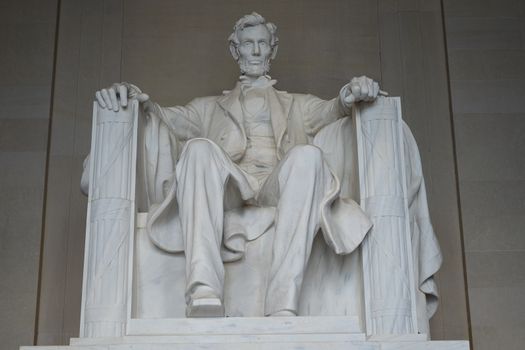 Tall prominent Lincoln Memorial Statue structure in Washington DC USA