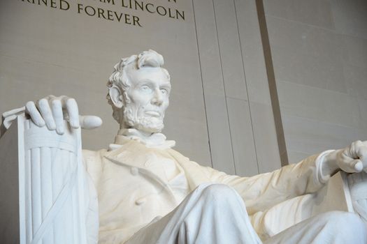 Tall prominent Lincoln Memorial Statue structure in Washington DC USA