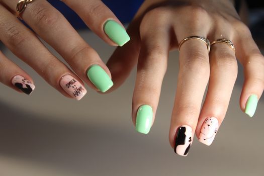 Manicure stamping design for beautiful, cute girls