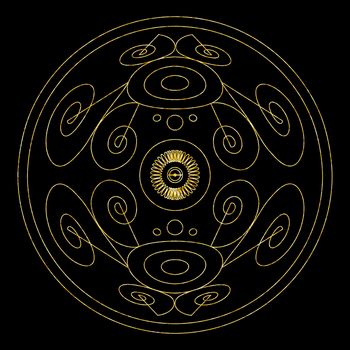 Gold mandala for coloring book. Decorative black round outline ornament. Unusual flower shape. Oriental and anti-stress therapy patterns. yoga logos design element.