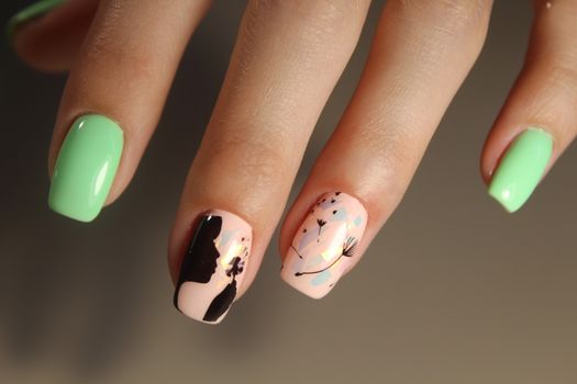 Manicure design fashion drawing for beautiful, cute girls