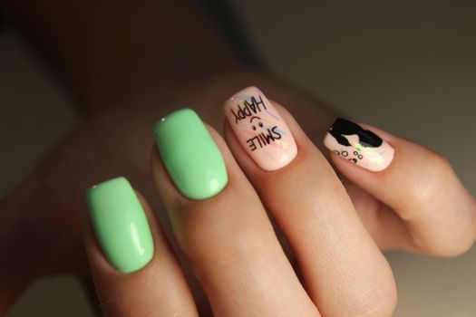 Manicure design fashion drawing for beautiful, cute girls