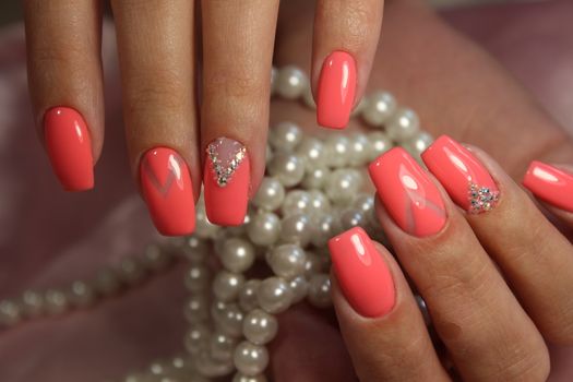 Pink Nail Art Geometry for beautiful, cute girls