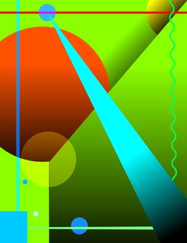 abstract art background with colored shapes and lines