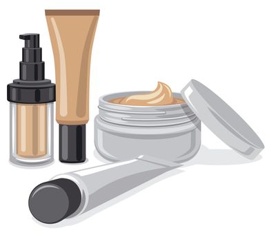 illustration of cometics and skin care moisturizers collection