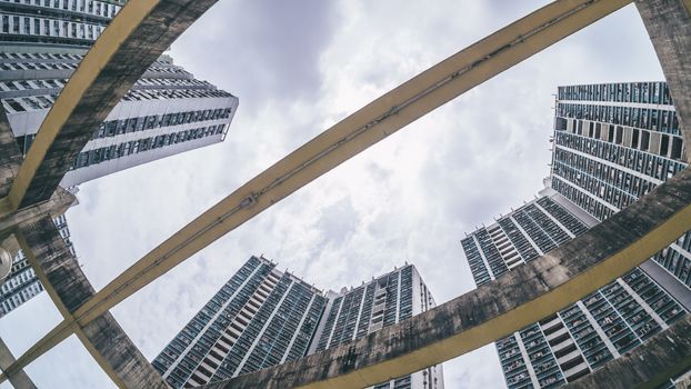 Skyscrapers View From Ground in Industrial City