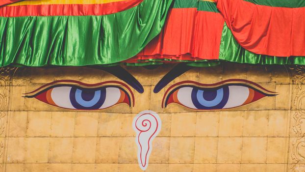 Boudha, bodhnath or Boudhanath stupa with prayer flags, the biggest buddhist stupa in Kathmandu