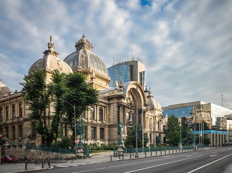 BUCHAREST, ROMANIA - 07.20.2018. Palace of the Deposits and Consignments in Bucharest, Romania in a cloudy summer morning