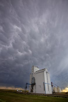 Prairie Storm Clouds Saskatchewan Canada Grain Elevator