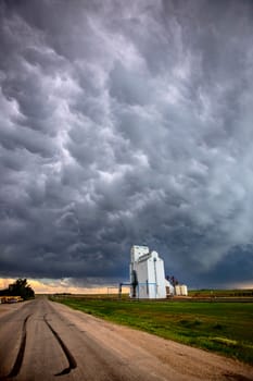 Prairie Storm Clouds Saskatchewan Canada Grain Elevator