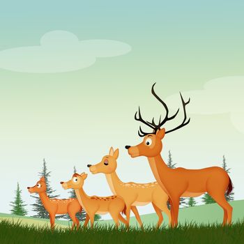 illustration of deer family